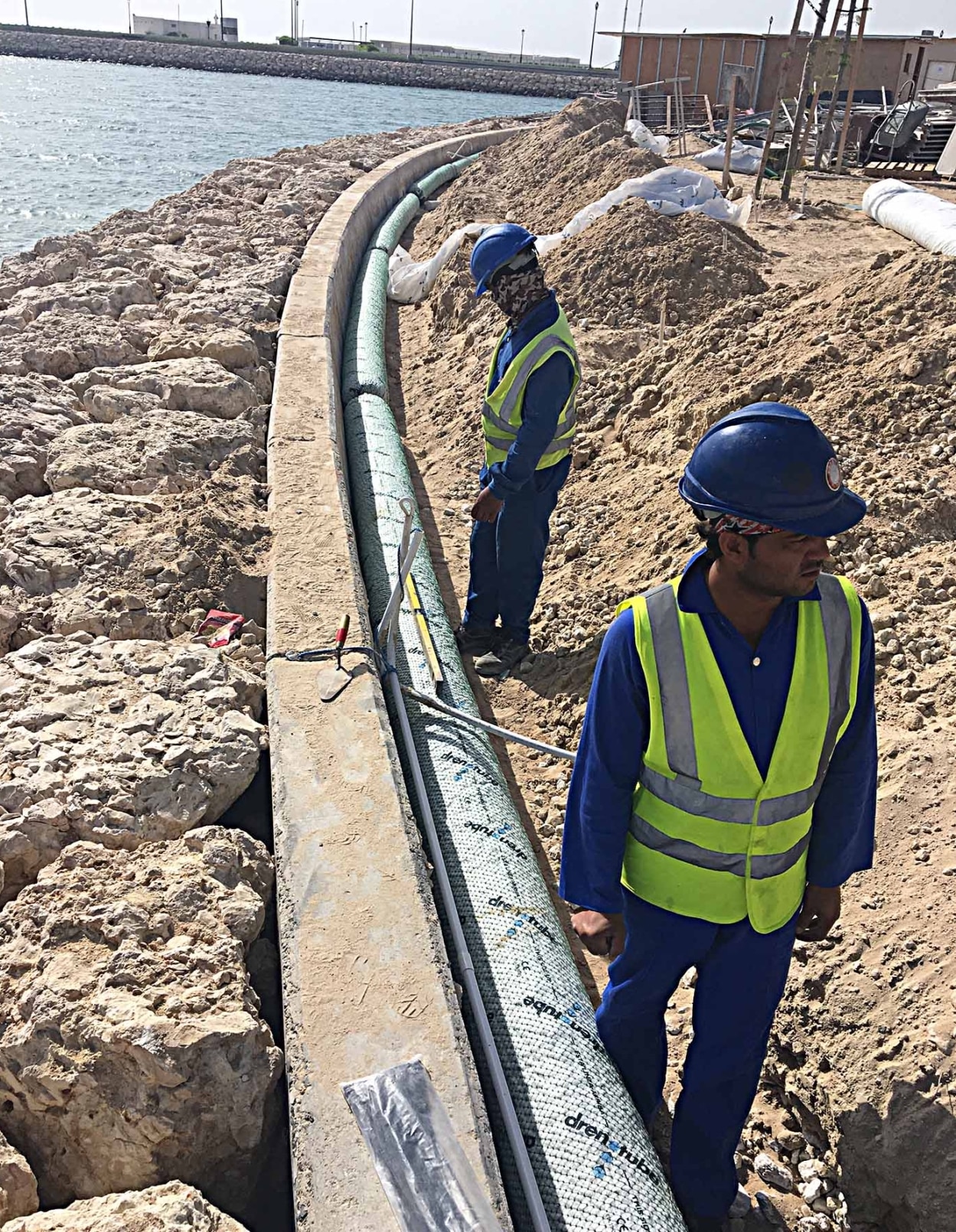 Drainage installation in seashore area in Qatar