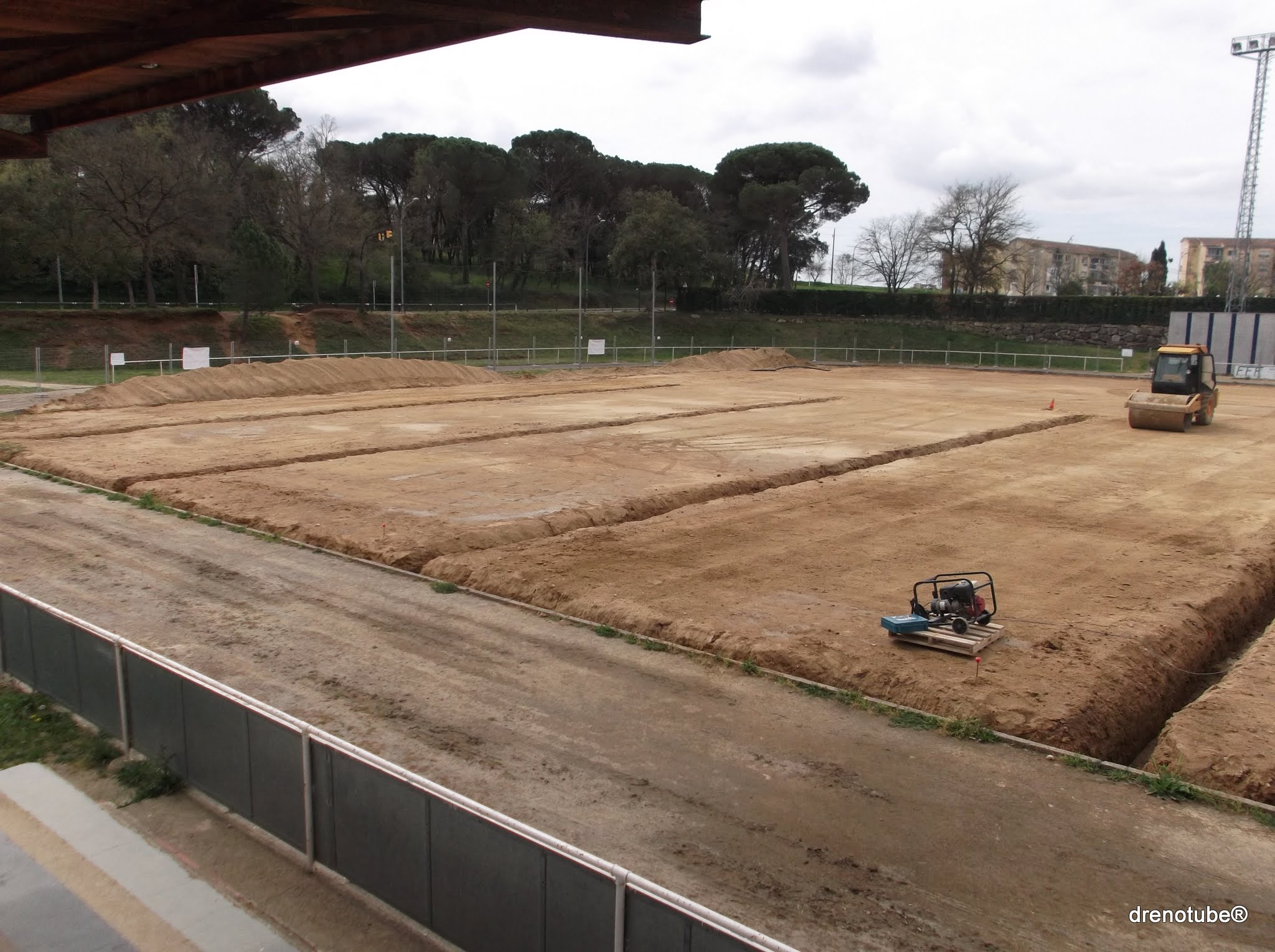Drainage system drenotube®  in football field in Barcelona – Spain
