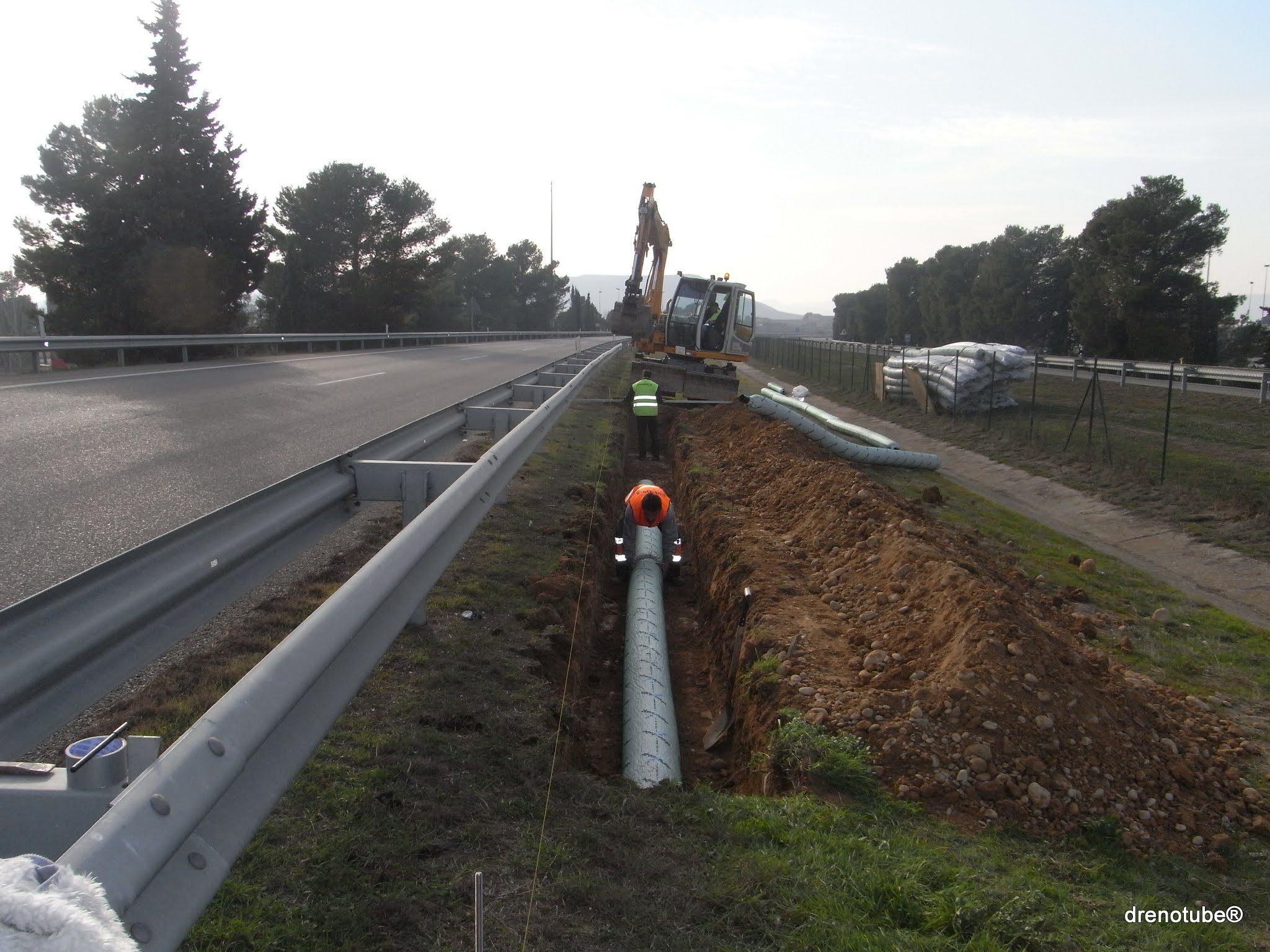 Drainage improvement project in rest area highway Farga