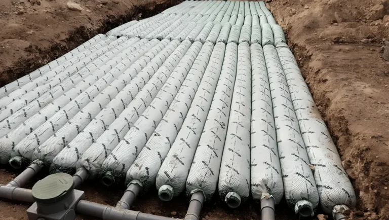 Sistema de infiltracion de agua de lluvia y efluentes tratados con tubos de drenaje Drenotube